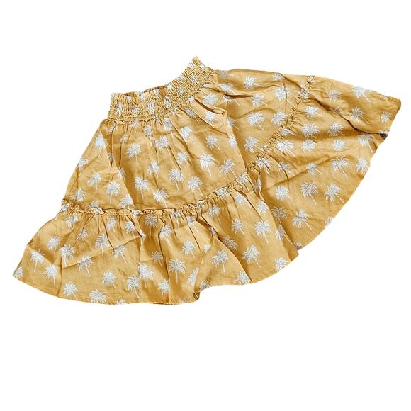 Marine Layer Sofie Smocked Mini Skirt Gold Palm Women's Medium Boho Summer - Picture 2 of 7
